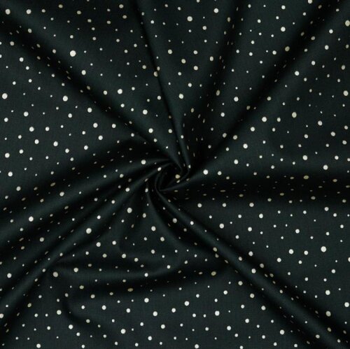 Popeline di cotone a pois glitterati - nero