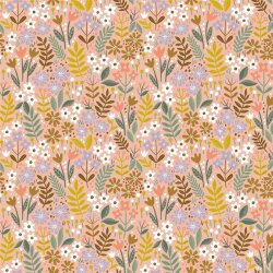 Cotton poplin brushed flowers - peach