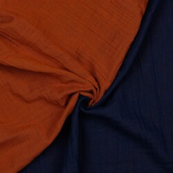 Organic Double Sided Muslin - rust/navy blue