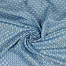 Cotton poplin FANTASY flowers - baby blue