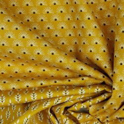 Cotton poplin FANTASY flowers - honey yellow