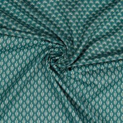 Cotton poplin FANTASY flowers - old green