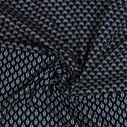 Cotton poplin FANTASY flowers - dark blue