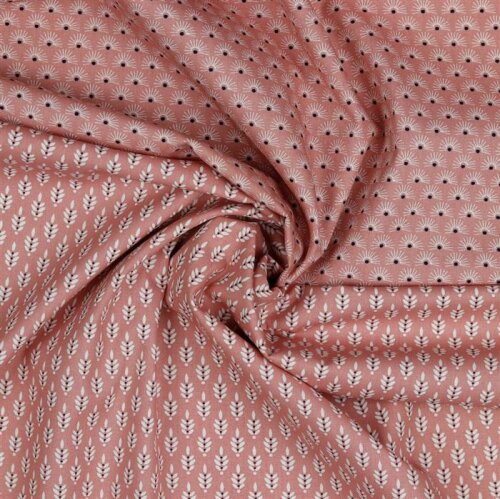 Cotton poplin FANTASY flowers - pearl pink