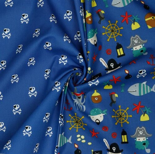 Cotton poplin pirates - blue