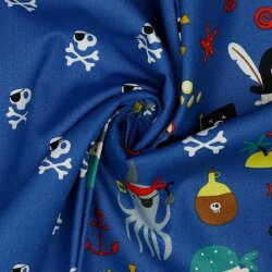 Cotton poplin pirates - blue