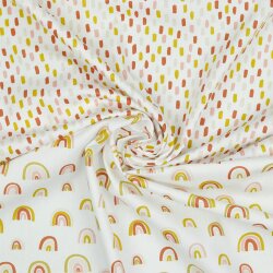 Cotton poplin RAINBOW - white/OLD ROSE