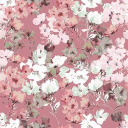 Bavlněný žerzej Organic Blossoms - perlově...