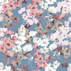 Cotton jersey Organic Blossoms - light blue