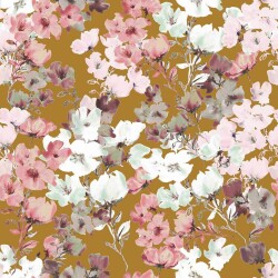 Jersey di cotone Fiori biologici - ocra