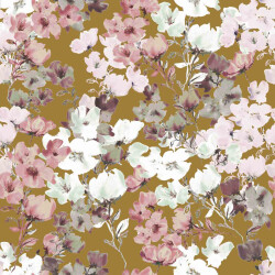 Jersey di cotone Fiori biologici - ocra