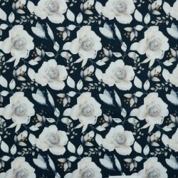 Canvas Digital Flowers - dark blue