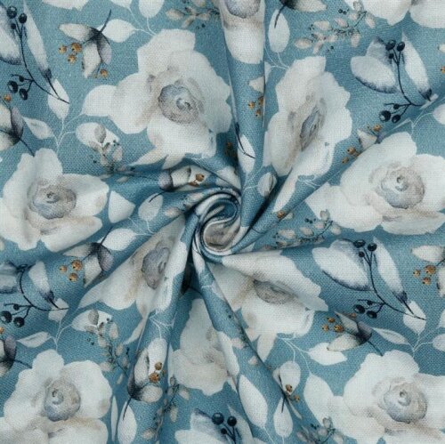 Canvas Digital Flowers - shade blue