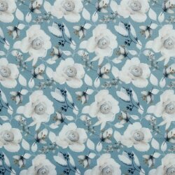 Canvas Digital Flowers - shade blue