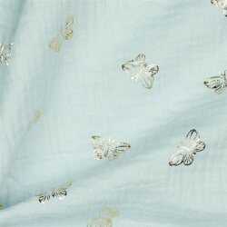 Muslin Foil Print Butterfly - light blue