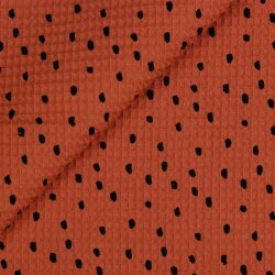 Waffle piqué dots - rosso pietra