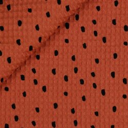 Waffle piqué dots - rosso pietra