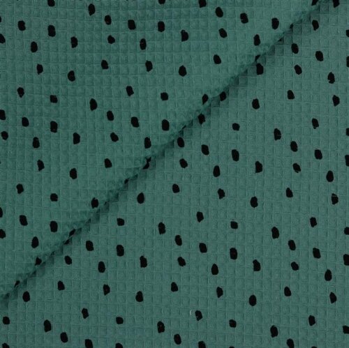 Waffle piqué dots - verde antico