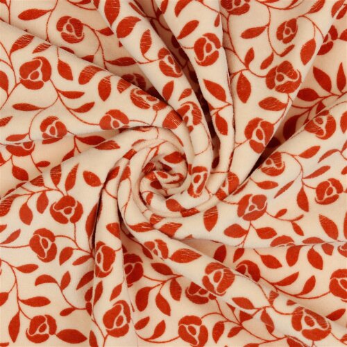 Nickistoff rotes Blumengeflecht -helllachs