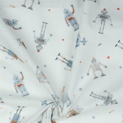 Cotton poplin digital robot - white