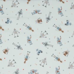 Cotton poplin digital robot - white