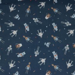 Cotton poplin digital robot - dark blue