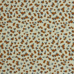 Leinenjersey kleine Blumen - natur/DARK APRICOT/BLUE