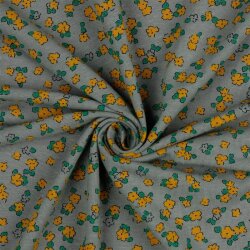 Leinenjersey kleine Blumen - grau