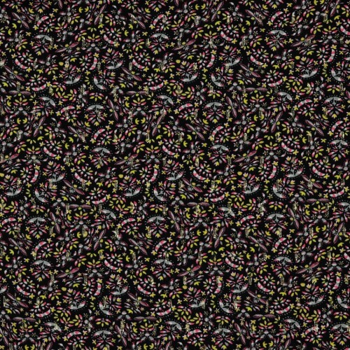 Viskose Lurex kleine Blumen - schwarz