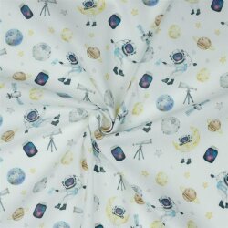 Digital space cotton poplin - white