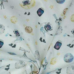 Digital space cotton poplin - white