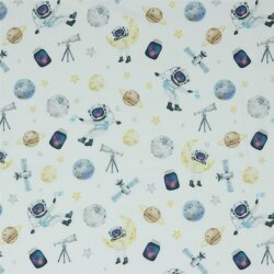 Digital space cotton poplin - white