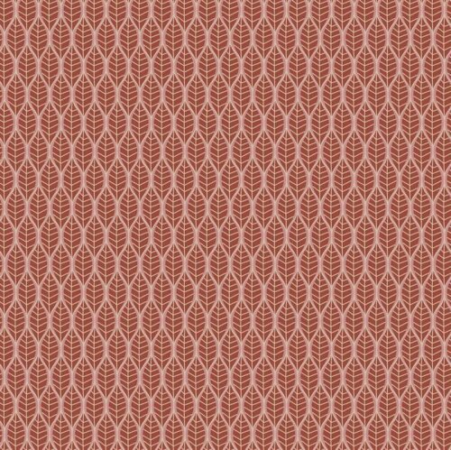 Cotton poplin stretch leaves - stone red