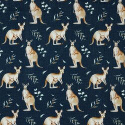 Muslin Digital Kangaroo - dark blue