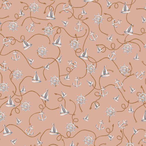 Viscose SAILBOAT - salmon