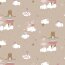 Cotton poplin organic cute BALLERINA animals - sand