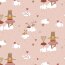 Cotton poplin organic cute BALLERINA animals - powder pink