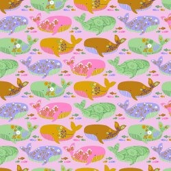 Popeline di cotone organico BEAUTIFUL WHALE - rosa chiaro