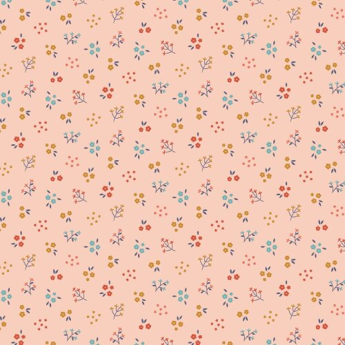 Popeline de coton Organic petites fleurs - saumon clair