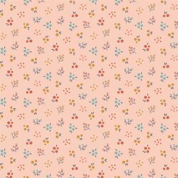 Cotton poplin organic small flowers - light salmon