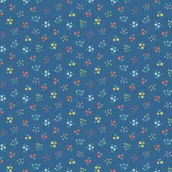 Cotton poplin organic small flowers - cobalt blue