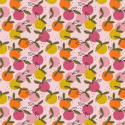 Cotton poplin organic PEACHY fruits - light pink