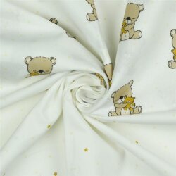 Popeline de coton Organic Teddy rêvant - blanc