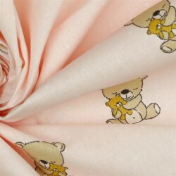 Cotton poplin Organic dreaming teddy - light pink
