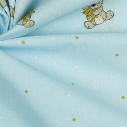 Cotton poplin organic starry sky - light blue