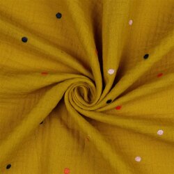 Muslin embroidered dots - ochre