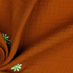 Muslin Embroidered Flowers - Light Rust