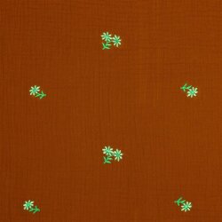 Muslin Embroidered Flowers - Light Rust