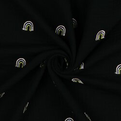 Muselina bordada RAINBOW - negro