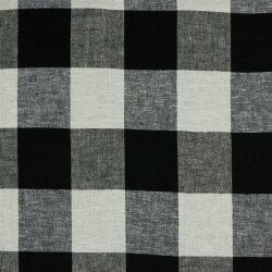 Viskose-Leinen YARN DYED CHECK - schwarz